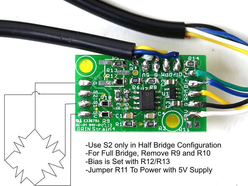 photo of GRIN Amplifier board with strain gage inputs