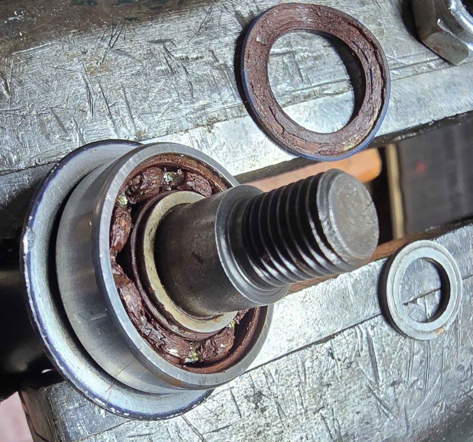 permobility_tilite_titanium_2008_wheelchair_caster_fork_bearing_rusty_photo